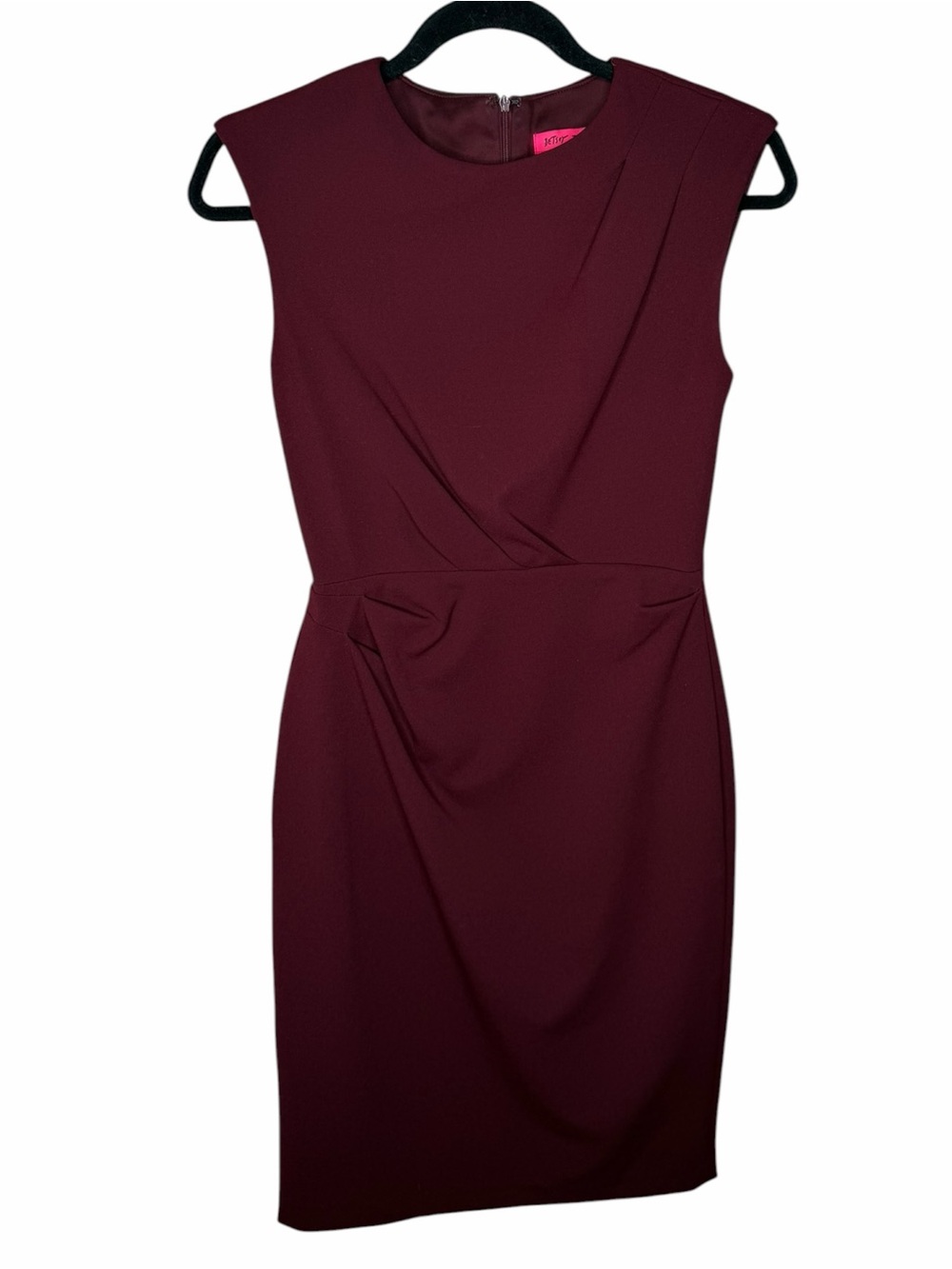 BETSEY JOHNSON Burgundy Sleeveless Midi Sheath Dress Women's Size 2 Career Glam - Picture 3 of 5